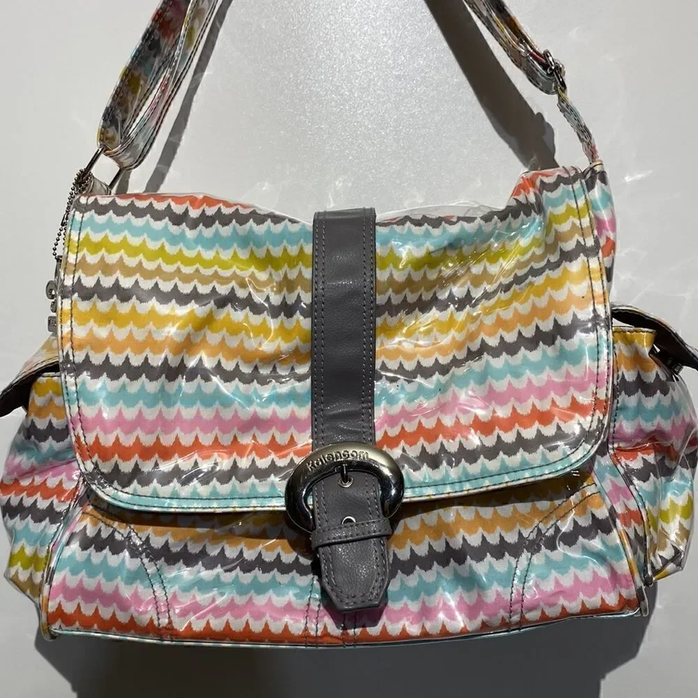Kalencom New‎ Orleans Diaper Bag Set Chevron Wave Laminated Multicolor NWT